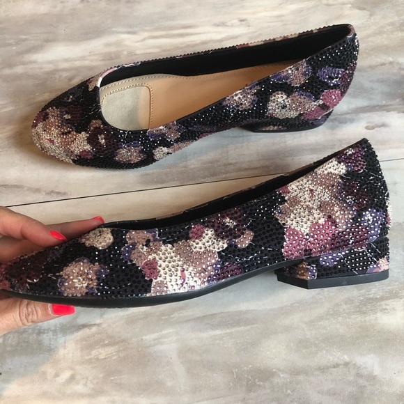 Alex Marie Bevier Two Floral rhinestone shoe pump pink blue size 6.5 purple - Picture 3 of 7